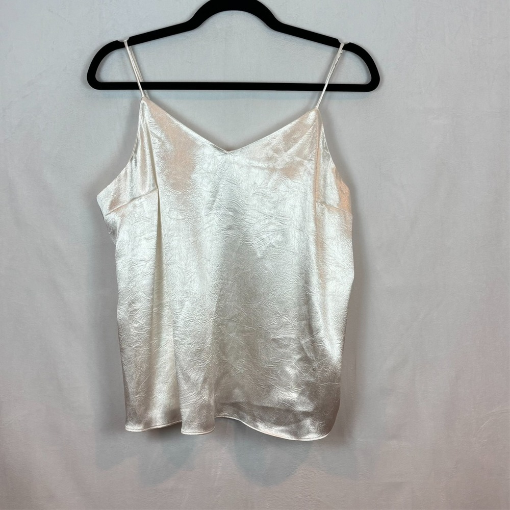 Nine West Womens White Satin Slip Strappy Blouse size Large Sexy Fairy nightout